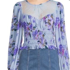New Free People floral and lace top size M